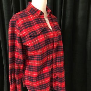 Madewell flannel plaid button down top